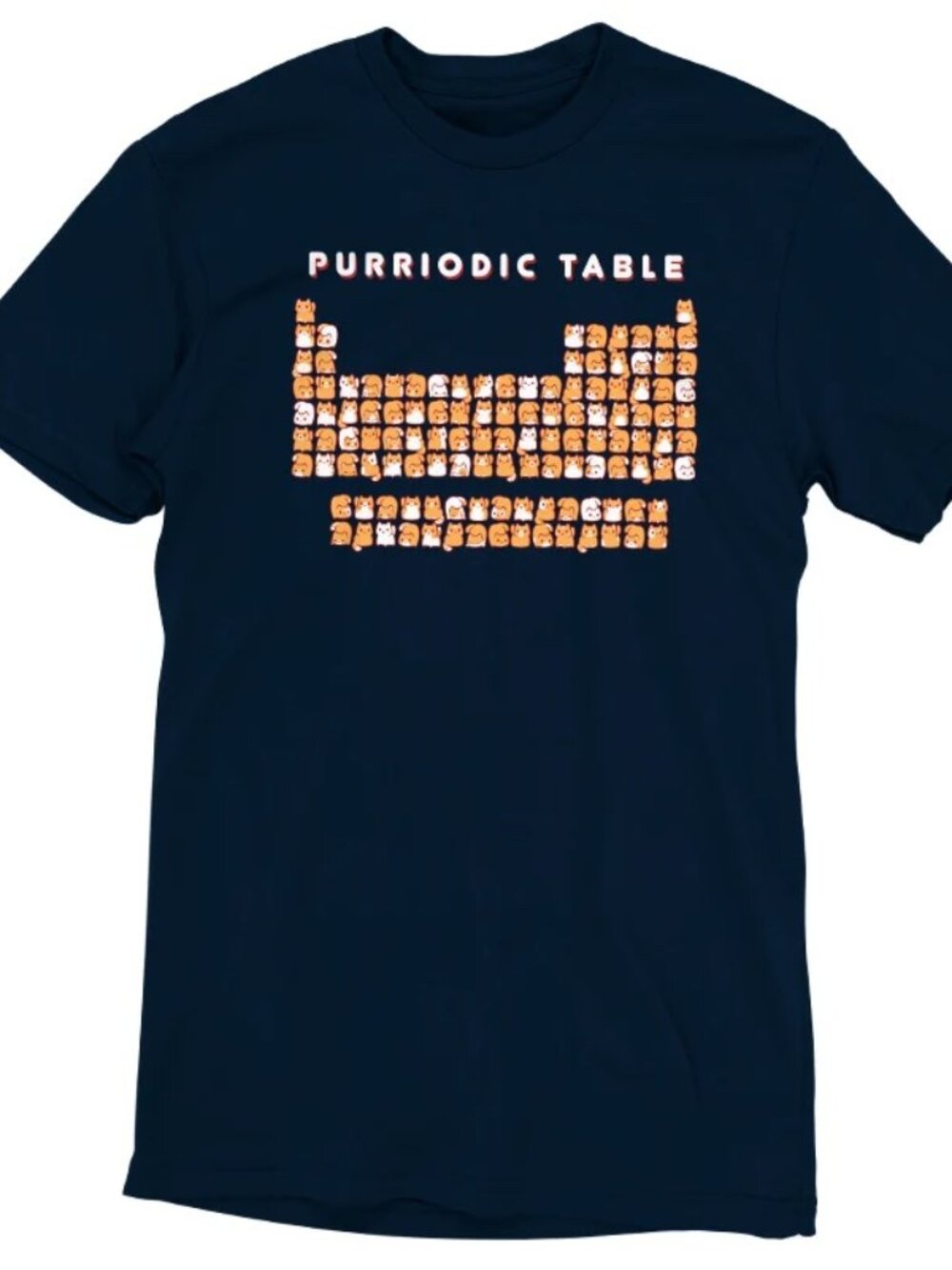 TeeTurtle Purriodic Table Graphic T-Shirt Cat Lover Pun Tee - L - Navy